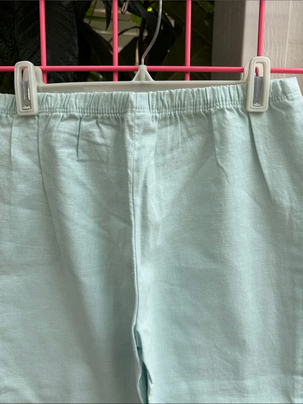 Vintage Light Blue Embroidered Linen Two-Piece Set
